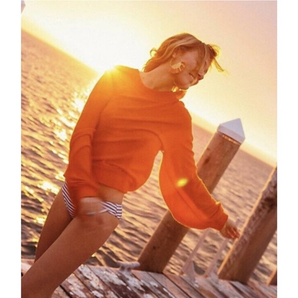 Free People Beach TGIF Balloon Sleeve Sweater Pullover Women’s Size SP - Picture 1 of 7